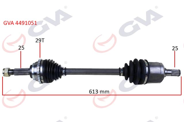GVA KOMPLE AKS SOL ACCENT ADMIRE 1.3-1.5D 03-06 ABS Lİ 29DİŞ 613mm OEM: 4950025300 - GVA 4491051 kodlu oto yedek parça