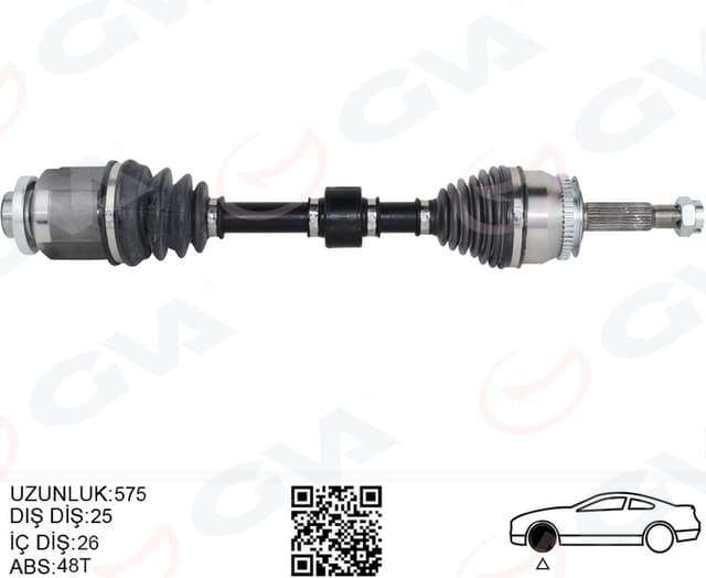 GVA KOMPLE AKS SAĞ GETZ 1.5 CRDİ 03-09 ABS Lİ 48DİŞ 578mm 495001C510 OEM: 495001C510 - GVA 4491151 kodlu oto yedek parça