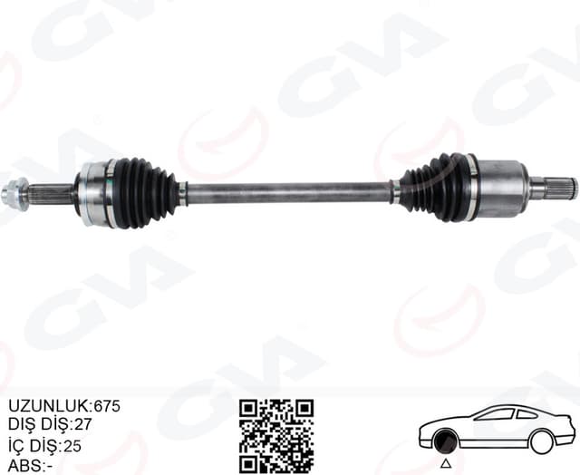 GVA KOMPLE AKS SOL HYUNDAI BAYON 1.0L 1.4L G3LE G4LC 21- 25x27 komple boy 675mm OEM: 49500Q0250 - GVA 4491155 kodlu oto yedek parça