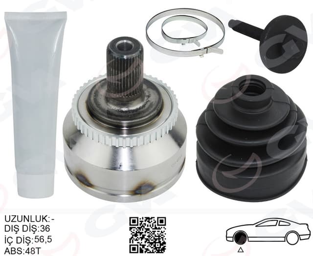 GVA ÖN AKS KAFASI DIŞ SAĞ-SOL VOLVO S60 I 00 10 C70 I 96 02 36 27 56.5 114MM BOY 48 ABS LI 8602577 OEM: 8602577 - GVA 4499121K kodlu oto yedek parça