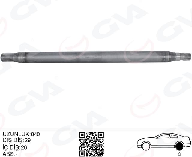 GVA AKS MILI ARKA SOL INCE KISA 840mm MERCEDES SPRINTER B906 . VW CRAFTER 30-35-50 Z:26-29 OEM: A9063502510-2E0501171E - GVA 4499153 kodlu oto yedek parça
