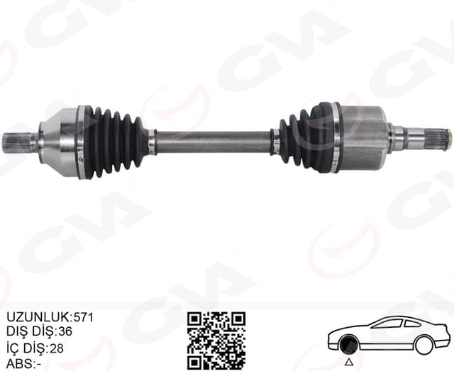 GVA ÖN AKS KOMPLE SOL VOLVO V40 II 2.0 12 C30 2.0 12 C70 II 2.0 D 08 09 V50 2.0 06 12 OTOMATİK ŞANZIMAN OEM: 36001180-36002447-36011265 - GVA 4499173 kodlu oto yedek parça