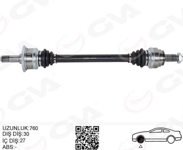 GVA KOMPLE AKS ARKA SOL BMW N20 F10 F12 F13 F06 760MM DİŞ 30 DİFERANSİYEL DİŞ 27 OEM: 33207630183-33207581027-33207581029 - GVA 4499202 kodlu oto yedek parça