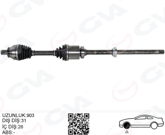 GVA KOMPLE AKS ÖN SAĞ FREELANDER 2 L359 2.2 TD4 06 14 UZUNLUK 1.002MM DİŞ 40 DİFERANSİYEL DİŞ 28 OEM: LR002618-LR006707-LR062661 - GVA 4499215 kodlu oto yedek parça