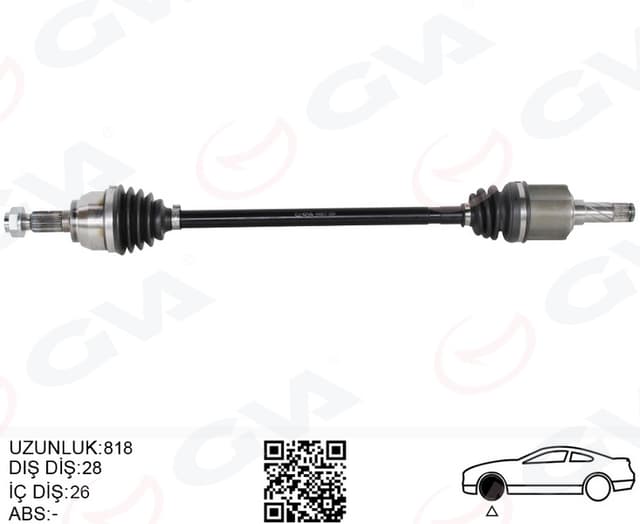 GVA KOMPLE AKS ARKA SAĞ/SOL FREELANDER 2 L359 2.0 Si4 2.2TD4 06 14 820MM DİŞ 28 DİFERANSİYEL DİŞ 26 OEM: LR014491-LR061592-LR041309-LR024525 - GVA 4499217 kodlu oto yedek parça