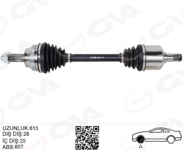 GVA KOMPLE AKS ÖN SAĞ/SOL FREELANDER I L314 1.8 16V 98 06 613MM OEM: TDB000360-TDB000500-TDB103520 - GVA 4499223 kodlu oto yedek parça