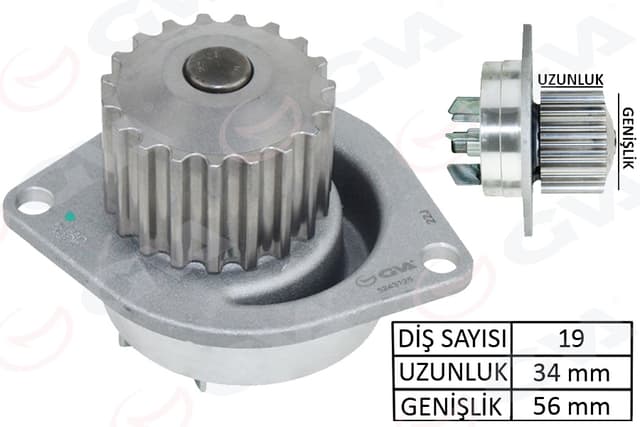 GVA DEVİRDAİM 106-206-307-C2-C3-C4-SAXO-XSARA-BERLINGO-PARTNER 1.6 16V-DFM SUCCE 1.6 16V 09-13 TU5JP4 OEM: 1201.E5-1201.A2-1609417280 - GVA 5243125 kodlu oto yedek parça