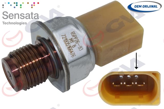 GVA YAKIT BASINÇ SENSÖRÜ 3 FİŞ POLO-PASSAT-GOLF6-CADDY-A3 CAY-BKP-BKD 1.6/2.0TDI 03L906054A-03L906051-03L906054 OEM: 03L906054A-03L906051-03L906054 - GVA 5335054 kodlu oto yedek parça