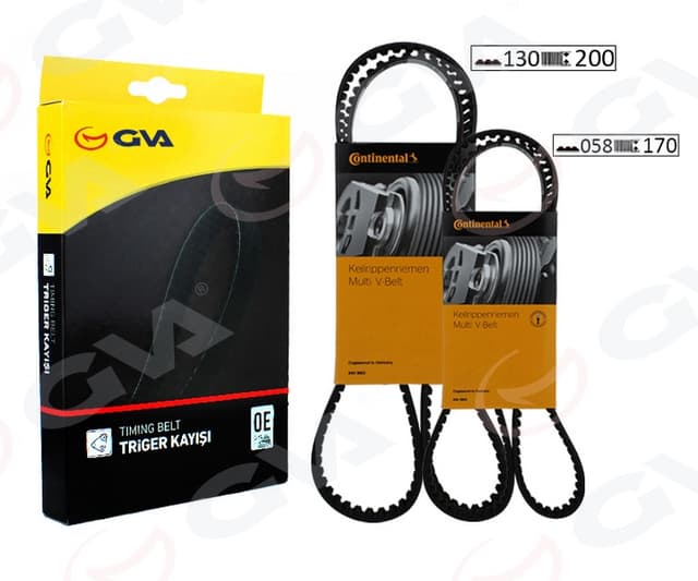 GVA TRİGER KAYIŞI SETLİ 130x200 058x170 VW BORA GOLF IV-V-PLUS POLO 1.4-1.6 16V 536023310 536022810 036109119P-036109119Q OEM: 036109119P-036109119Q - GVA 58130170 kodlu oto yedek parça