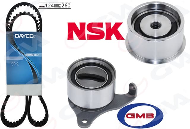 GVA TRİGER KAYIŞ SETİ EKSANTRİK SETİ TOYOTA COROLLA 1.3L 4E-FE enjeksiyonlu EE111 99-00 1 KAYIŞ 2 RULMAN 124x26 OEM: 1356819106-1350511040-1350311030 - GVA 59T7117 kodlu oto yedek parça