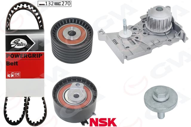 GVA DEVİRDAİMLİ EKSANTRİK GERGİ KİTİ CLIO II 01 CLIO III 04 MEGANE I 96 MEGANE II 02 MEGANE III 09 OEM: 7701477014-130C17529R-130C10178R - GVA 59WPK1423G kodlu oto yedek parça
