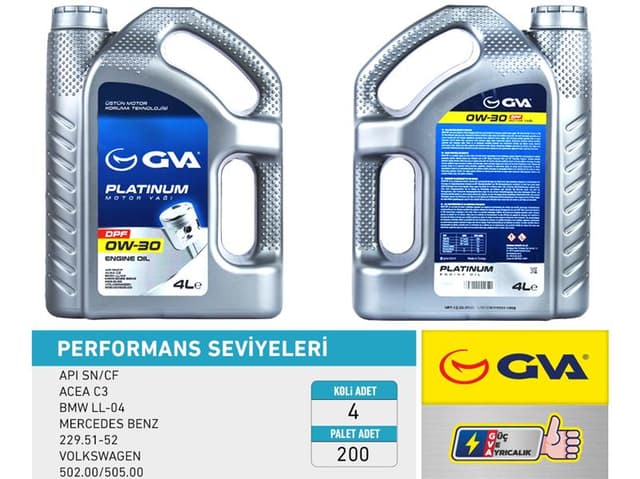 GVA MOTOR YAĞI 0W30 4 LT DPF TAM SENTETİK API SN/ CF PARTİKÜLLÜ 0W30-55177950 OEM: 0W30-55177950 - GVA 9920053 kodlu oto yedek parça