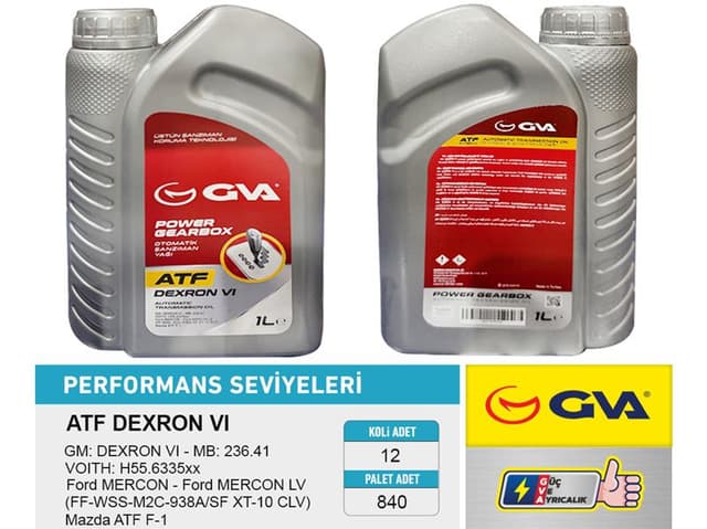 GVA OTOMATİK ŞANZIMAN YAĞI ATF DEXRON VI KIRMIZI 1 LT  - GVA 9920760 kodlu oto yedek parça