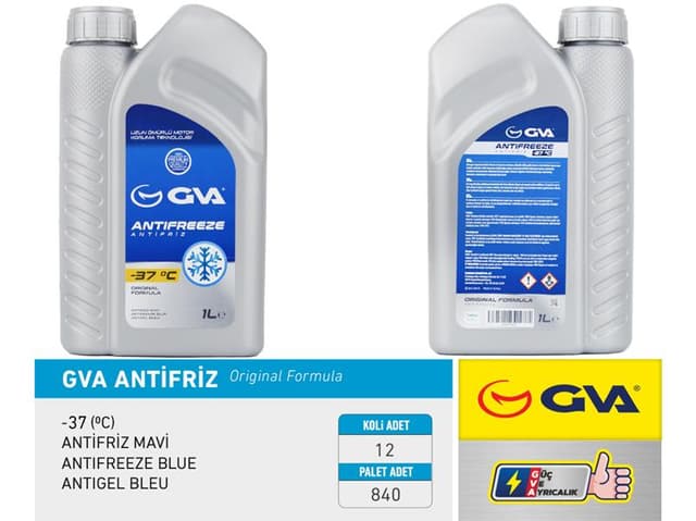 GVA ANTİFRİZ 1 LT -37 C MAVİ Koli 12 Ad  - GVA 9930221 kodlu oto yedek parça