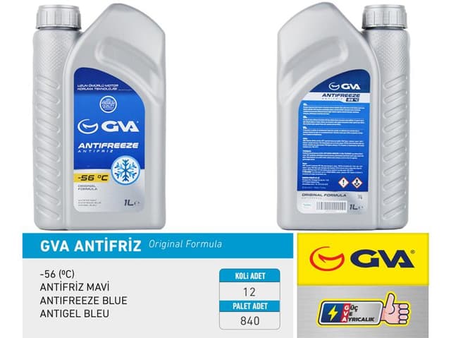 GVA ANTİFRİZ 1 LT -56 C MAVİ Koli 12 Ad  - GVA 9930231 kodlu oto yedek parça