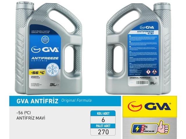 GVA ANTİFRİZ 3 LT -56 C MAVİ Koli 6 Ad  - GVA 9930233 kodlu oto yedek parça