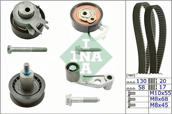 INA TRİGER SETİ 130x200 - 058x170 POLO-CORDOBA-GOLF IV 1.4-1.6 16V BCB-BBY-BUD OEM: 036198119A-036198119C-036198119E - INA 530008910 kodlu oto yedek parça