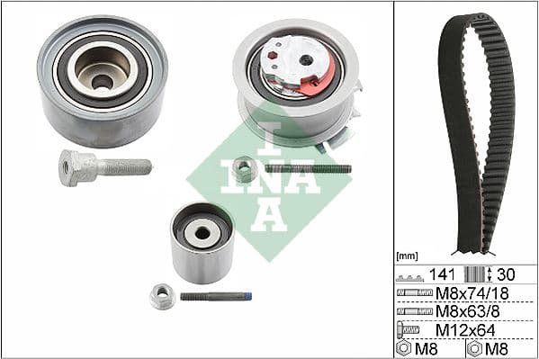INA TRİGER SETİ PASSAT-JETTA-GOLF5-OCTAVIA-TOLEDO-A3-A6 2.0 TDI 2007-2011 BKP-BKD-BRE-BLB OEM: 03G198119A-03G198119E-03G198119C - INA 530046310 kodlu oto yedek parça