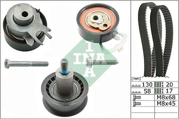 INA EKSANTRİK GERGİ KİTİ GOLF-BORA-CADDYII-III-GOLF IV-POLO-OCTAVIA 1.4-1.6 16V AFY-AFK 5PARÇA 036198119C OEM: 036198119C - INA 530053810 kodlu oto yedek parça