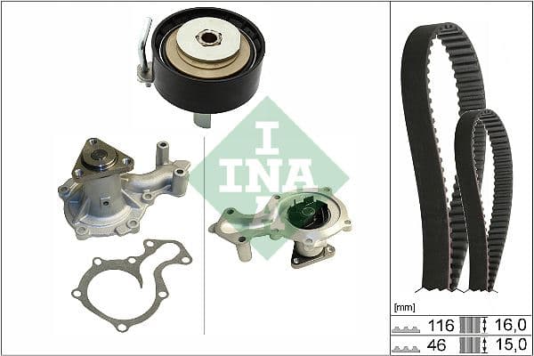 INA TRİGER SETİ DEVİRDAİM FORD FİESTA-FOCUS-CMAX 12> 1.0 ECOBOOST DİŞ:116-GENİŞLİK:16 DIS SAYISI 116 GENIS 16MM OEM: E3BG 6M260 AA-E3BG 6K288 AA - INA 530096030 kodlu oto yedek parça