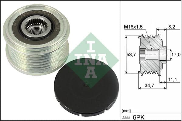 INA ALTERNATÖR KASNAĞI CORSA E 1.3 B13DTE-B13DTN-B13DTC-B13DTR 39047359-39007364-95519915-1202480 OEM: 39047359-39007364-95519915-1202480 - INA 535032710 kodlu oto yedek parça