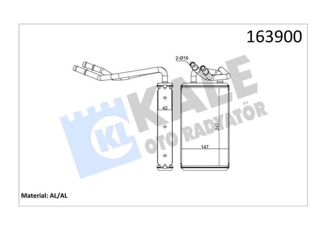 KALE KALORIFER RADYATORU TRANSIT V347 06 KLIMALI 6C1H18476BB-YC1H18B539BB OEM: 6C1H18476BB-YC1H18B539BB - KALE 0288922AB kodlu oto yedek parça