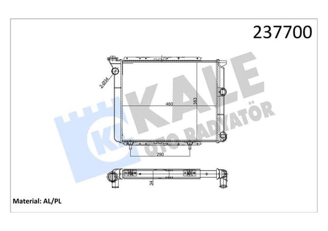 KALE RADYATÖR BORULU R11 FLASH 2 SIRA AL PL SİSTEM 7702188511 OEM: 7702188511 - KALE 0504122AL kodlu oto yedek parça