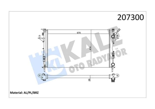 KALE RADYATÖR LGN II 1.6-1.8-2.0-1.9 DCI AC MEK OTOM 670x399x26 2 SIRA AL SİSTEM 8200008764 OEM: 8200008764 - KALE 0529302AL kodlu oto yedek parça