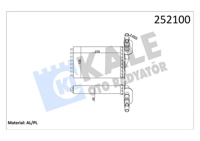 KALE KALORİFER RADYATÖRÜ 2 SIRA AL PL CLIO II-KANGOO 98- 7701044790 OEM: 7701044790 - KALE 0585862AL kodlu oto yedek parça
