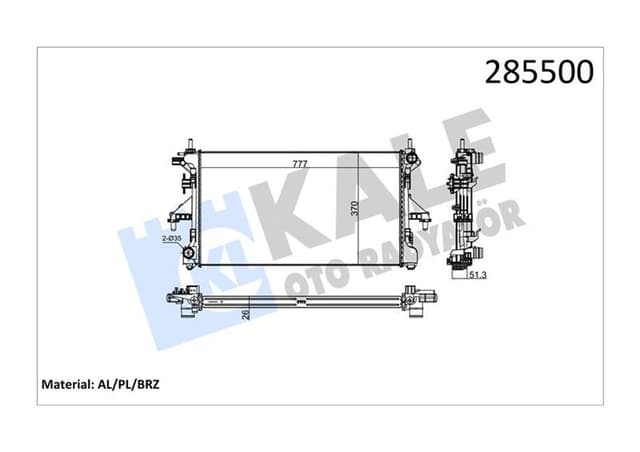 KALE RADYATÖR DUCATO-BOXER-JUMPER 2.2 HDİ 06 KLİMASIZ MEK 1 SIRA ALB SİSTEM AL/PL/BRZ 1349196080-1330.Q2-1340359080 OEM: 1349196080-1330.Q2-1340359080 - KALE 2052011AB kodlu oto yedek parça
