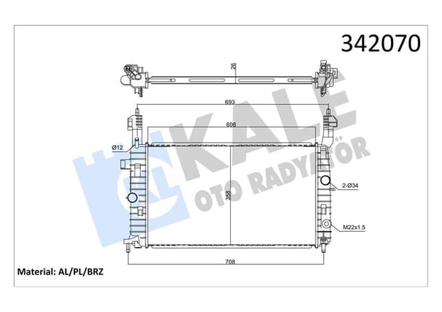 KALE RADYATÖR MERIVA 1.4 16V Twinport-1.6-1.6 16V-1.8: AC KLİMASIZ MEK 607x366x29 1300252-1300253-13128930 OEM: 1300252-1300253-13128930 - KALE 342070 kodlu oto yedek parça