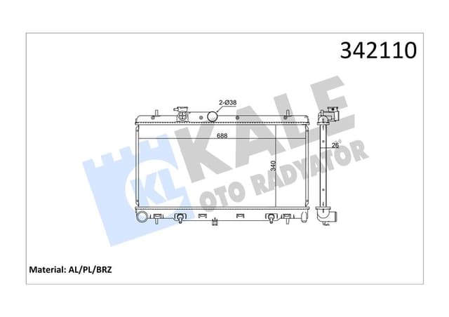KALE RADYATÖR SUBARU LEGACY IV-OUTBACK AL-PL-BRZ 45111AG000-45111AG001-45111AG010 OEM: 45111AG000-45111AG001-45111AG010 - KALE 342110 kodlu oto yedek parça