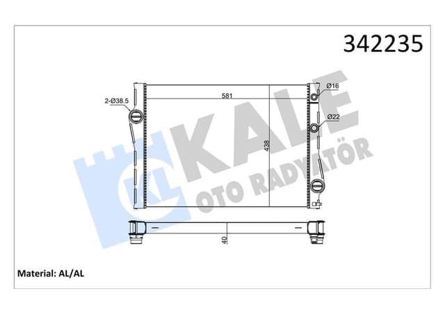 KALE MOTOR SU RADYATORU BMW F15 F16 E70 E71 E72 17117533472 OEM: 17117533472 - KALE 342235 kodlu oto yedek parça