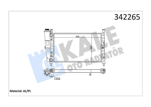 KALE RADYATÖR FIAT UNO 70 İe AL-PL-BRZ 46551218-7685063-7732211 OEM: 46551218-7685063-7732211 - KALE 342265 kodlu oto yedek parça