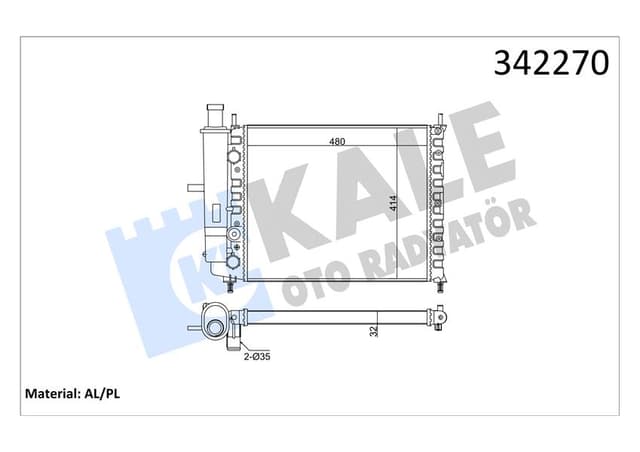 KALE RADYATÖR FIAT BRAVA-BRAVO I-MAREA-MAREA WEEKEND AL-PL-BRZ 7776507-7776508-46736955 OEM: 7776507-7776508-46736955 - KALE 342270 kodlu oto yedek parça