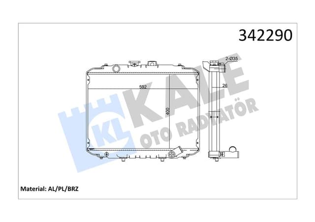 KALE RADYATÖR HYUNDAI HYUNDAI HYUNDAI H100 BOX-BUS-L300 BOX-BUS AL-PL-BRZ 2531043600-2531043810-2531043820 OEM: 2531043600-2531043810-2531043820 - KALE 342290 kodlu oto yedek parça
