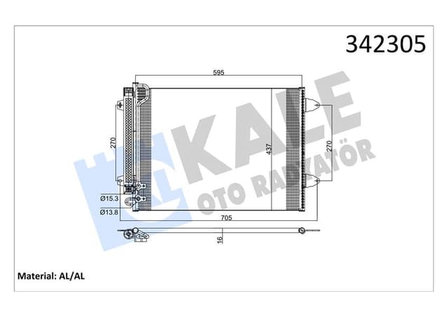KALE KLİMA KONDENSERİ PASSAT 05 577x439x16 AL/BRZ 3C0820411C-3C0820411E-3C0820411G OEM: 3C0820411C-3C0820411E-3C0820411G - KALE 342305 kodlu oto yedek parça