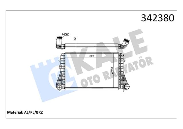 KALE TURBO RADYATÖRÜ INTERCOOLER VW CADDY III-GOLF VI AUDI A3-TT-LEON SKODA OCTAVIA AL-PL-BRZ 1K0145803AS-1K0145803AF-5C0145803A OEM: 1K0145803AS-1K0145803AF-5C0145803A - KALE 342380 kodlu oto yedek parça