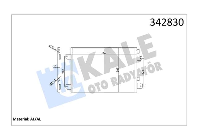 KALE KLİMA KONDENSERİ MGN 99 SCENIC 01-03 LOGAN 07 1.5DCI-1.4 16V-1.6 16V-1.9DCI-2.0 16V AL-AL 8200182361 OEM: 8200182361 - KALE 342830 kodlu oto yedek parça