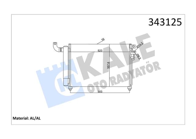 KALE KLİMA KONDENSERİ KIA RIO II AL-AL 976061G300 OEM: 976061G300 - KALE 343125 kodlu oto yedek parça