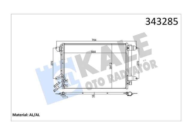 KALE KLİMA KONDENSERİ JETTA 10 582x378x16 AL/BRZ 5C0820411E-5C0820411F OEM: 5C0820411E-5C0820411F - KALE 343285 kodlu oto yedek parça