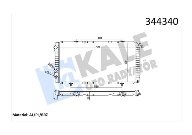 KALE RADYATÖR BOXER-DUCATO-JUMPER 97-02 1.9D-2.5D-2.8HDI AC MEK 790x415x34 1330.L5-1311003080-1330.L8-1330.F1 OEM: 1330.L5-1311003080-1330.L8-1330.F1 - KALE 344340 kodlu oto yedek parça