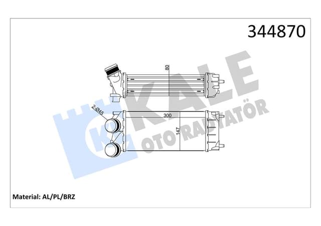 KALE TURBO RADYATÖRÜ INTERCOOLER P308-P3008-P5008-PARTNER TEPEE-C4-DS4-BERLINGO III 300X150 AL/PL/BRZ 0384.N9-9800291280 OEM: 0384.N9-9800291280 - KALE 344870 kodlu oto yedek parça