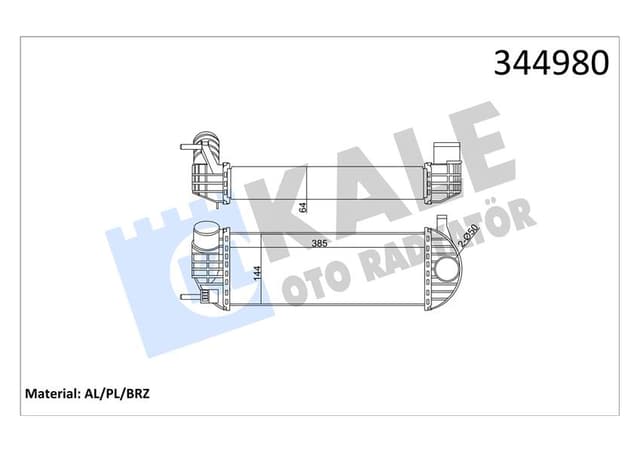 KALE TURBO RADYATÖRÜ INTERCOOLER KNG 1.5 DCİ 08 385x143x64 AL/PL/BRZ 8200382109 OEM: 8200382109 - KALE 344980 kodlu oto yedek parça