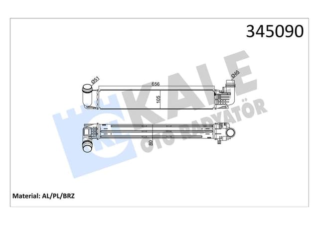 KALE TURBO RADYATÖRÜ INTERCOOLER DACIA DUSTER 1.5DCİ 10 AL/PL/BRZ 8200880552 OEM: 8200880552 - KALE 345090 kodlu oto yedek parça