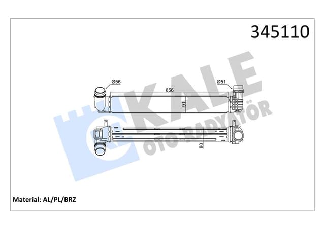 KALE TURBO RADYATÖRÜ INTERCOOLER FLUENCE MGN III-SCENIC III 1.5DCI 09 657x91x80 110LUK AL/PL/BRZ 144961285R-144960006R-144964990R OEM: 144961285R-144960006R-144964990R - KALE 345110 kodlu oto yedek parça