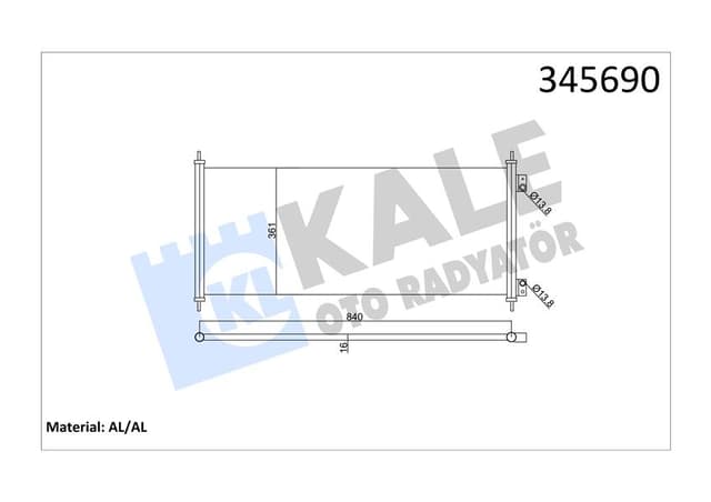 KALE KLIMA RADYATORU KONDANSER TRANSIT V184 2.0TDCI 2.4 TDCI 00 06 1671707-4041973-4471423-YC1H19710BA OEM: 1671707-4041973-4471423-YC1H19710BA - KALE 345690 kodlu oto yedek parça