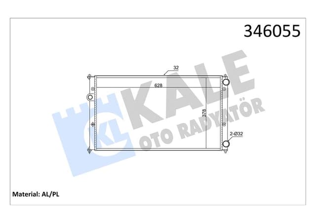KALE RADYATÖR CADDY II-POLO 95-01 CORDOBA 96-99 IBIZA II 1.9TD-SDI AC /- MEK 628x378x34 AL/PL/BRZ 1H0121253P-6K0121253M OEM: 1H0121253P-6K0121253M - KALE 346055 kodlu oto yedek parça