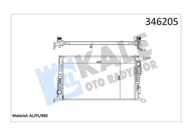 KALE RADYATÖR DACIA DUSTER 1.5 DCİ-1.5 DCİ 4x4 2010 AL/PL/BRZ 214108807R-8200880550 OEM: 214108807R-8200880550 - KALE 346205 kodlu oto yedek parça