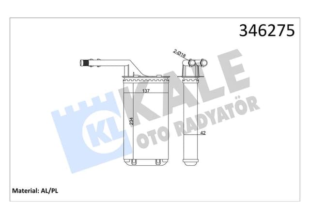 KALE KALORİFER RADYATÖRÜ 106 91-96 SAXO 96-03 AX 91-96 234x138 6448.72-6448.75-96090004 OEM: 6448.72-6448.75-96090004 - KALE 346275 kodlu oto yedek parça
